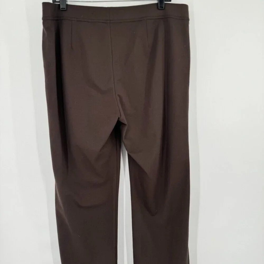 Eileen Fisher womens Brown Ponte Knit Elastic Waist Pull On Pants Size large